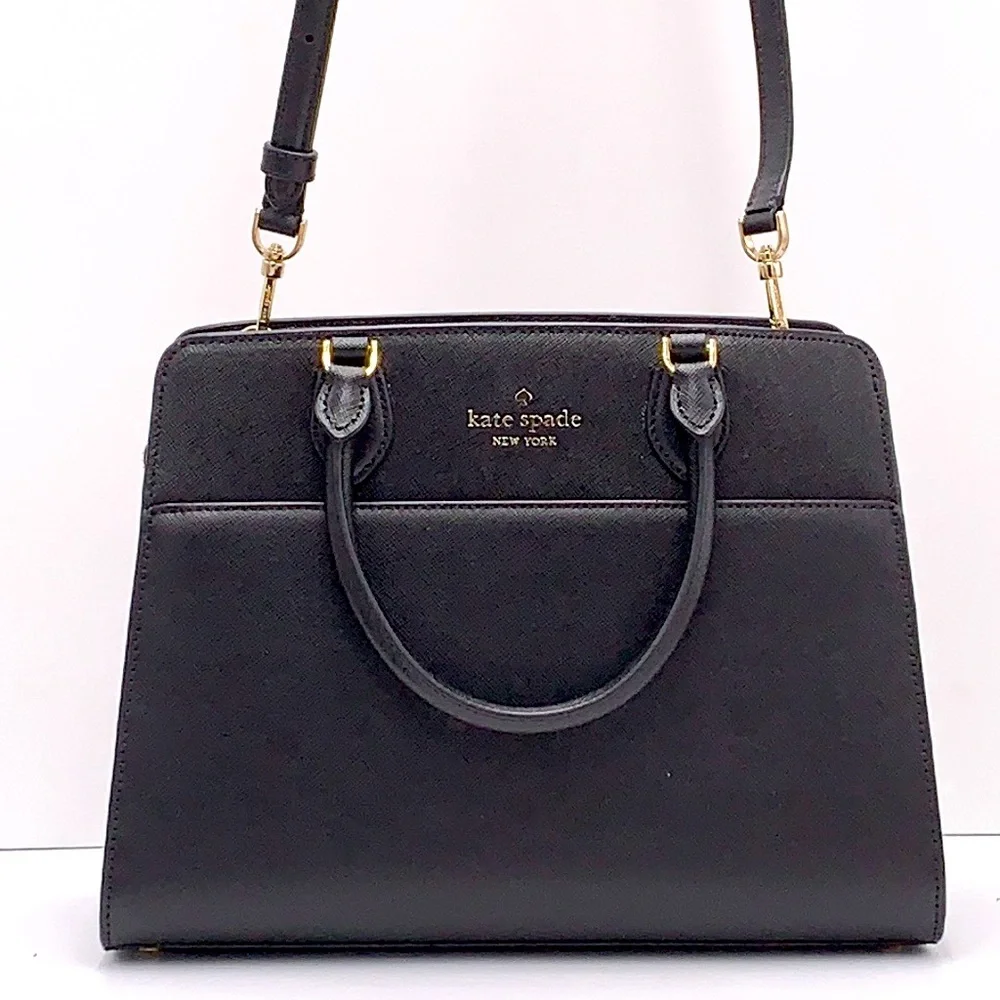 KATE SPADE Madison Saffiano Leather Medium Satchel BLACK COLOR